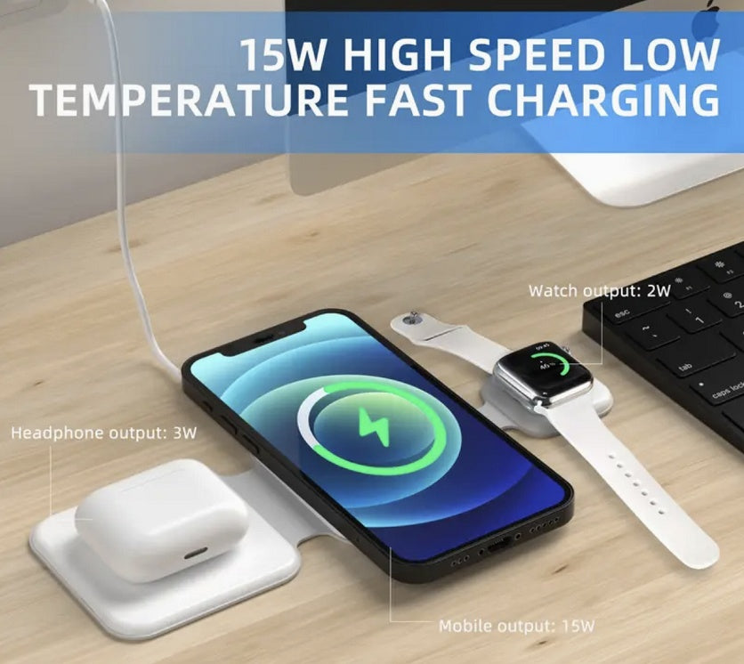 3-in-1 Foldable Magnetic Wireless Charging Station